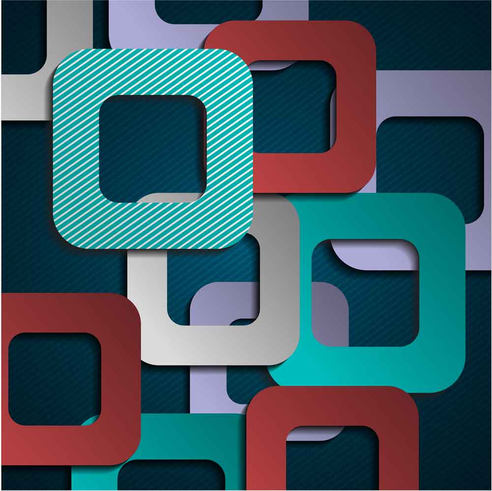 Close-up of the rounded square pattern and colour blocking on the retro geometric door sticker