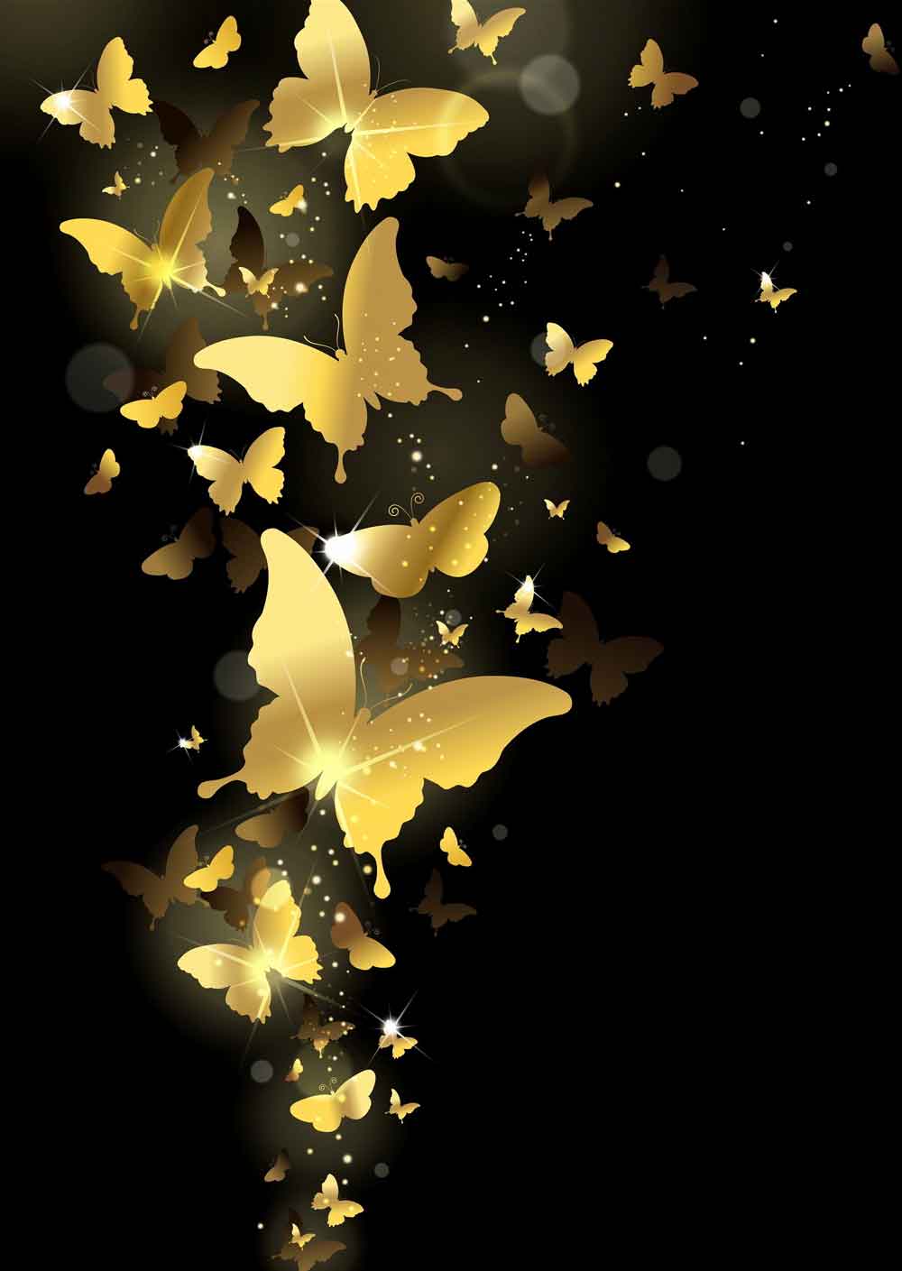 Close-up of the gold butterfly wing detail and glow effect on the door mural print