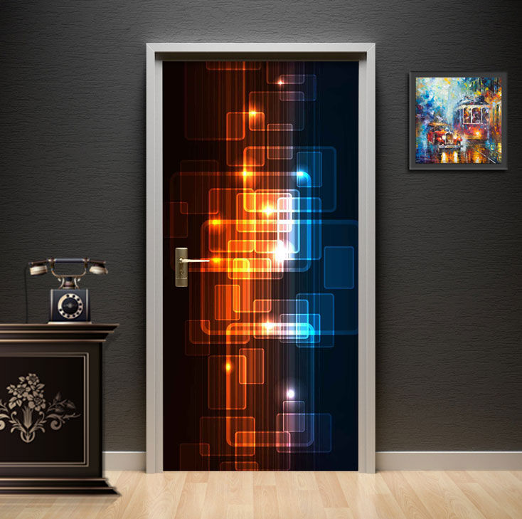 Fantasy Book Nook Door Wallpaper installed on a study door