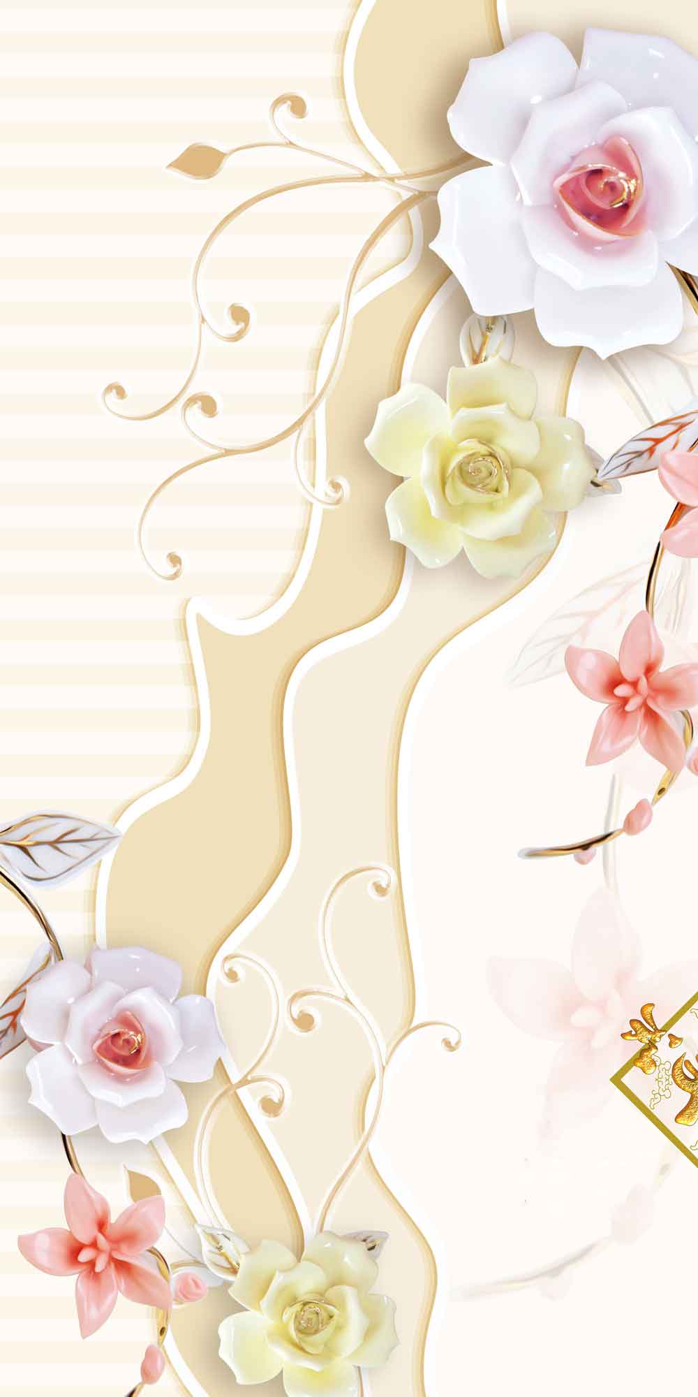 Vintage Floral Door Wallpaper close-up pattern texture