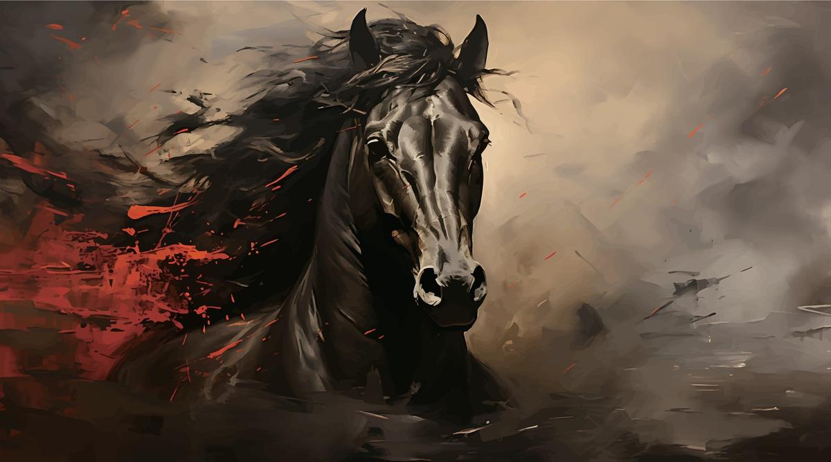 Abstract Wild Horse Canvas Art - Premium Buddha Canvas Print - Close-up View - Wall Art for Home Decor - Canvas Groove India