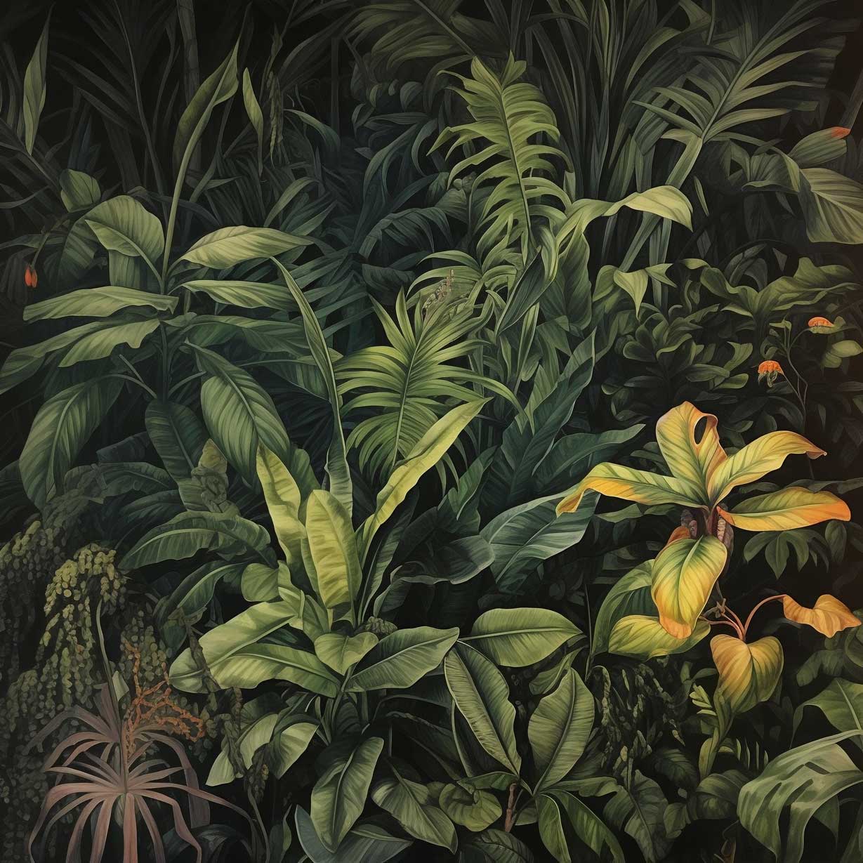 Moody Dark Botanical Foliage & Banana Leaves Luxury Wallpaper — image 2 of 2