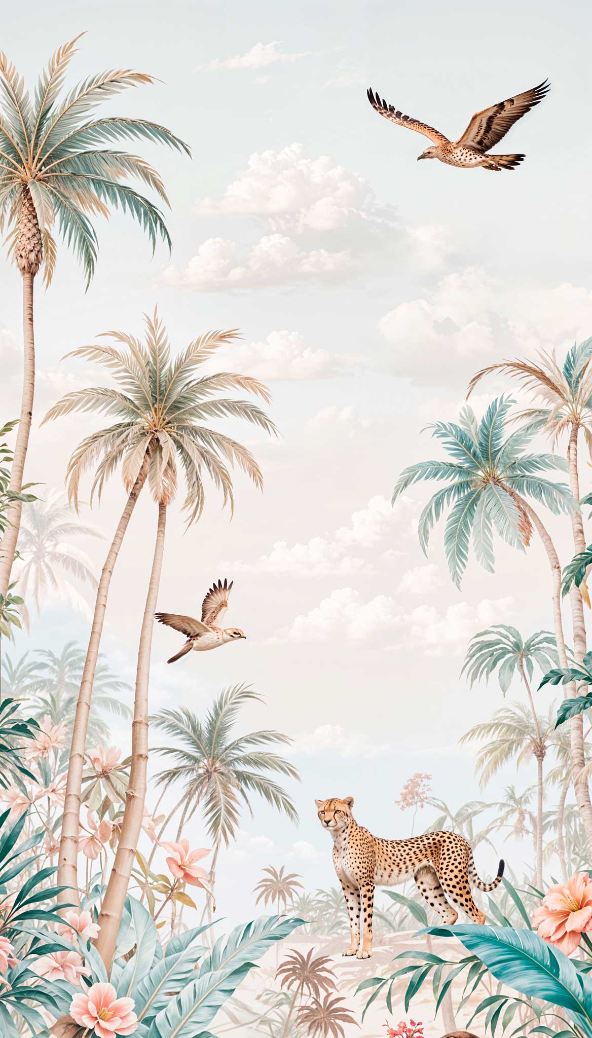 Tropical Safari Cheetah & Sunlit Palm Trees Wall Mural — image 2 of 2