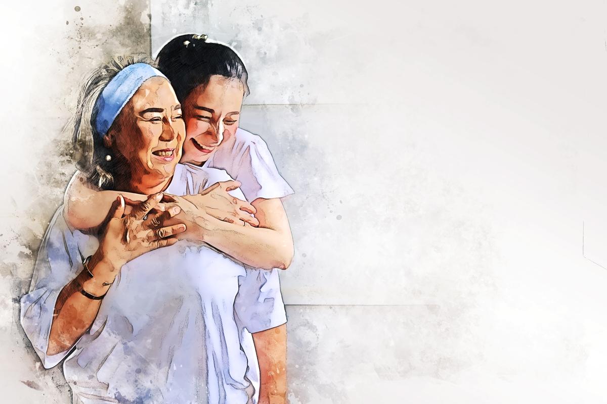 Warm Embrace Mother and Baby Canvas - Premium Mother & Baby Canvas Print - Close-up View - Canvas Groove India