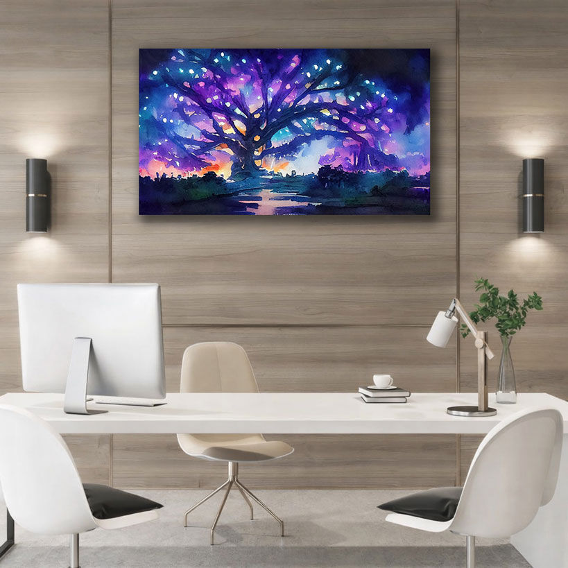 Tranquil Mountain Lake Sunset Canvas – view 2