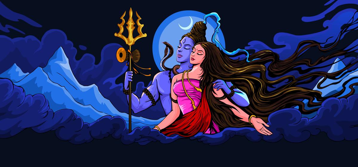 Framed Canvas Prints: Shiv Parvati Blessing – view 4