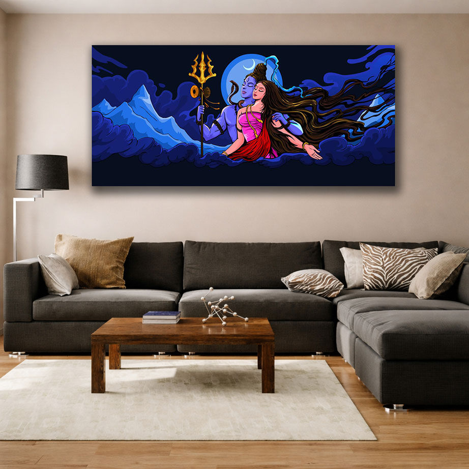 Framed Canvas Prints: Shiv Parvati Blessing