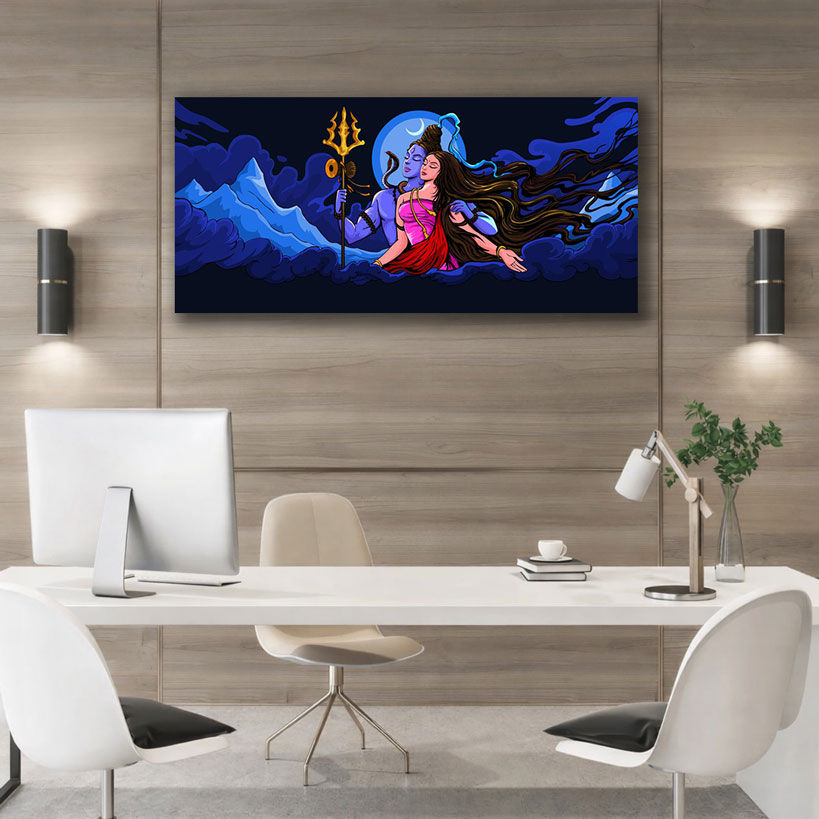 Framed Canvas Prints: Shiv Parvati Blessing – view 3