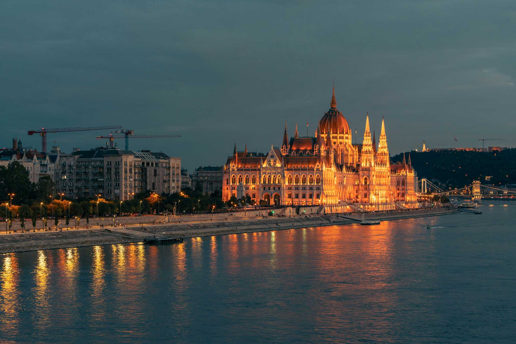 Budapest Hungarian Parliament Illuminated Night Wall Mural — image 2 of 2