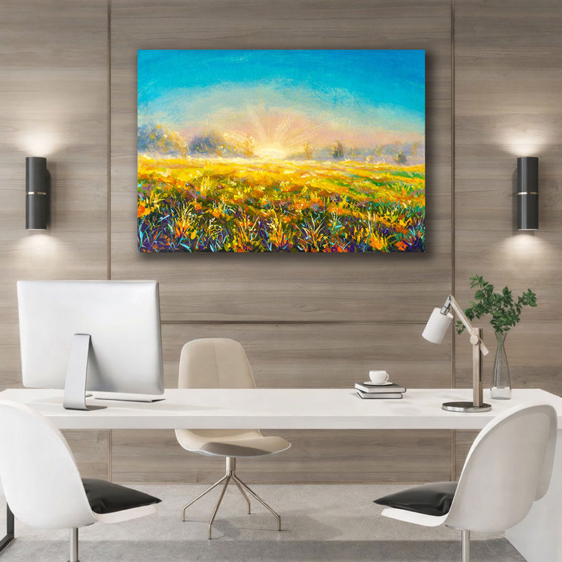 Rustic Golden Morning Sunrise Canvas Painting — image 2 of 4