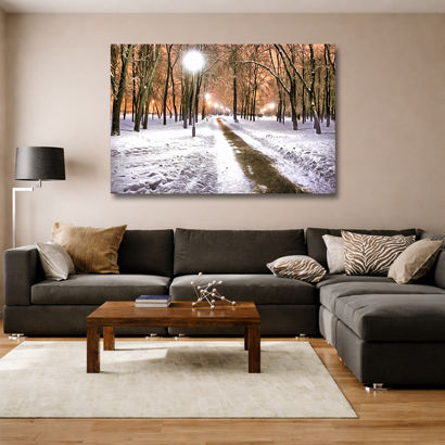 Winter Snow Covered Forest Road - Big Canvas Art – view 2
