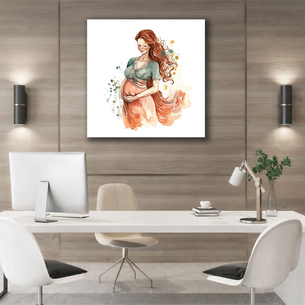 Abstract Mother and Child Canvas Painting - Frame Type Options - Roll Canvas Ready To Hang Floating Frame - Canvas Groove India