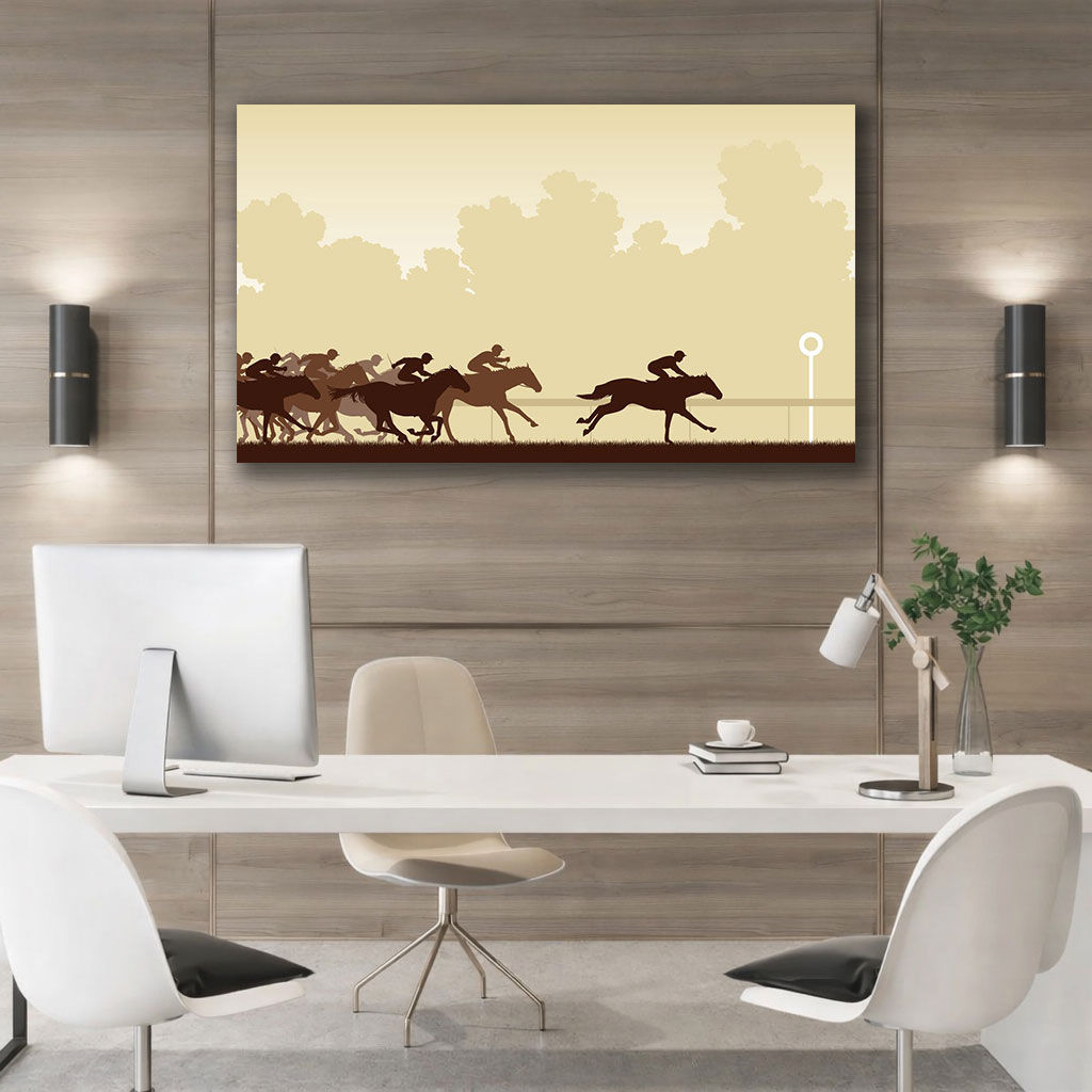 Monotone Graceful Horse Wall Prints - Displayed in Office or Study Room - Office Wall Decor India - Canvas Groove India