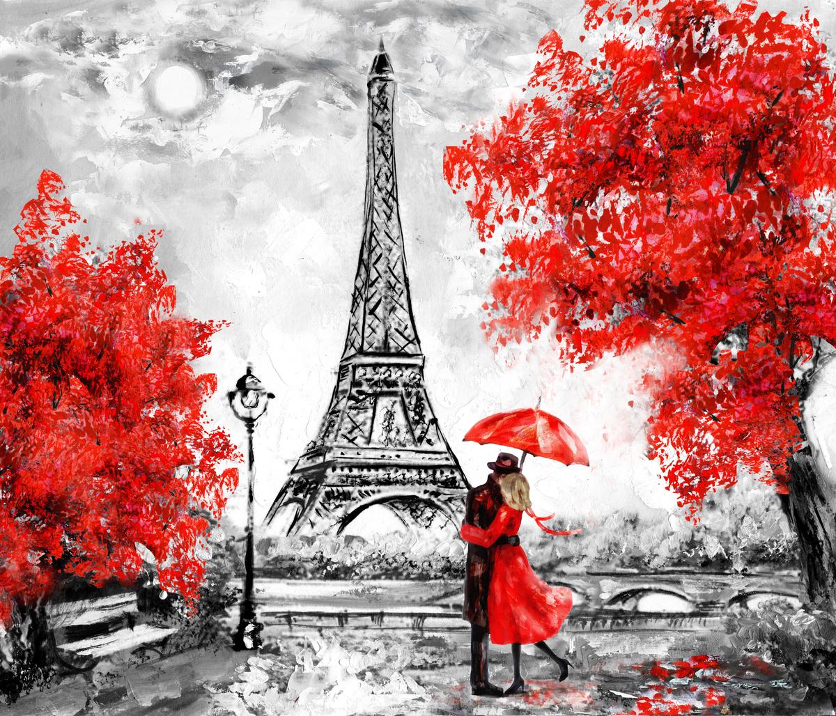 Crimson Autumn Path Canvas Painting – view 3
