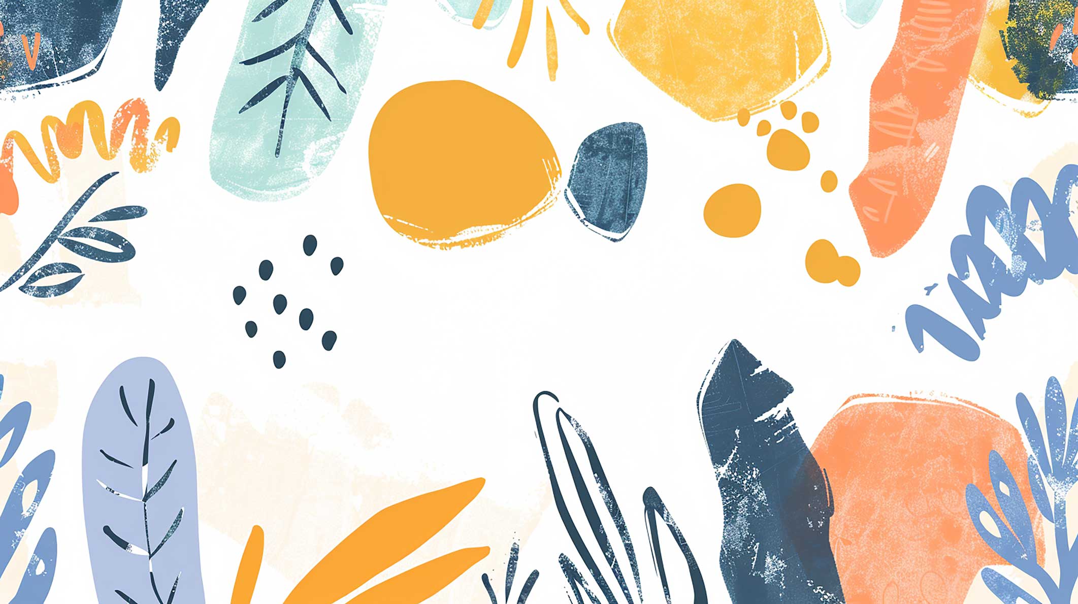 Playful Nordic Abstract Floral & Shape Collage Wallpaper – view 2