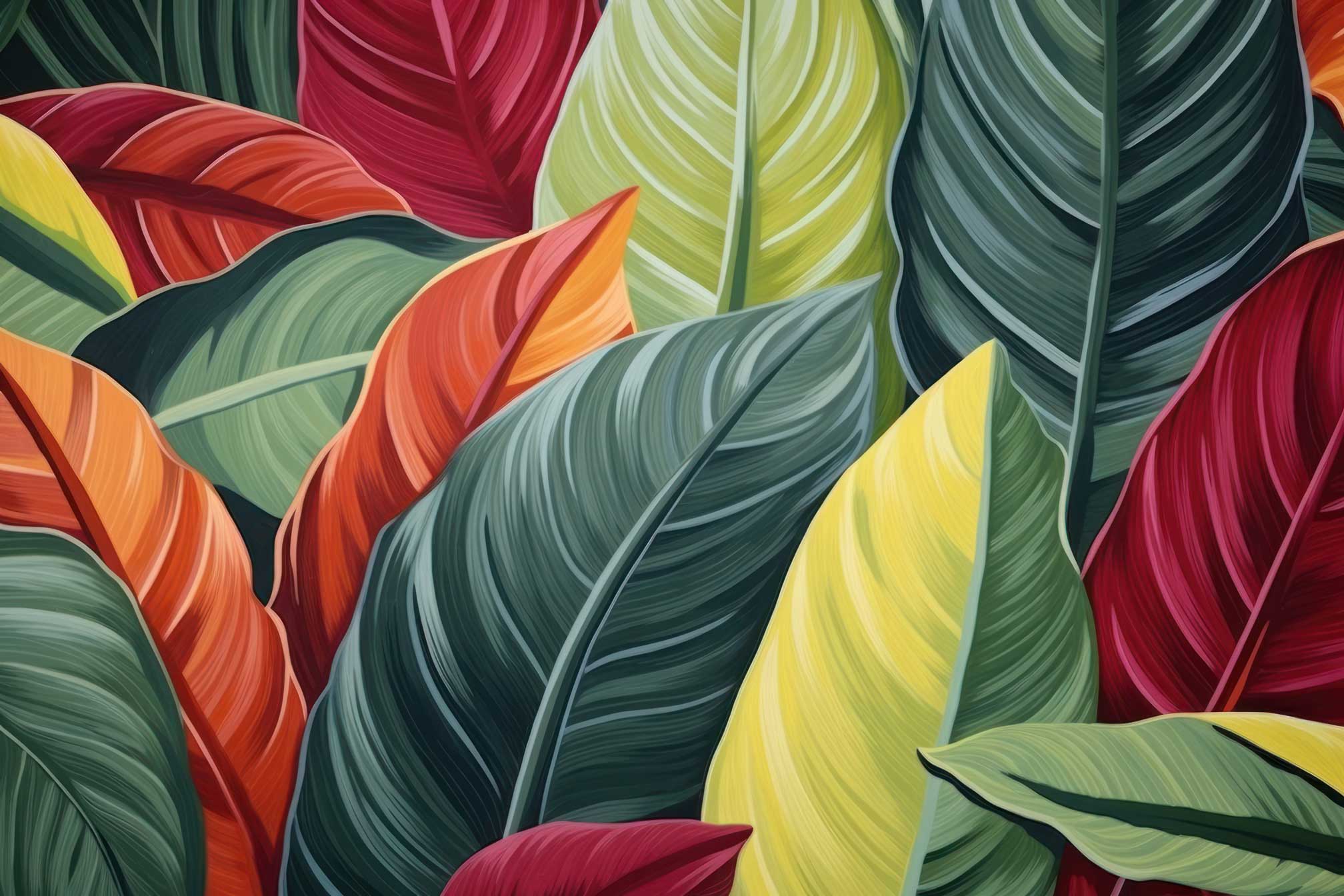 Bold Multi-Colour Tropical Foliage Canvas Wallpaper Mural — image 2 of 2