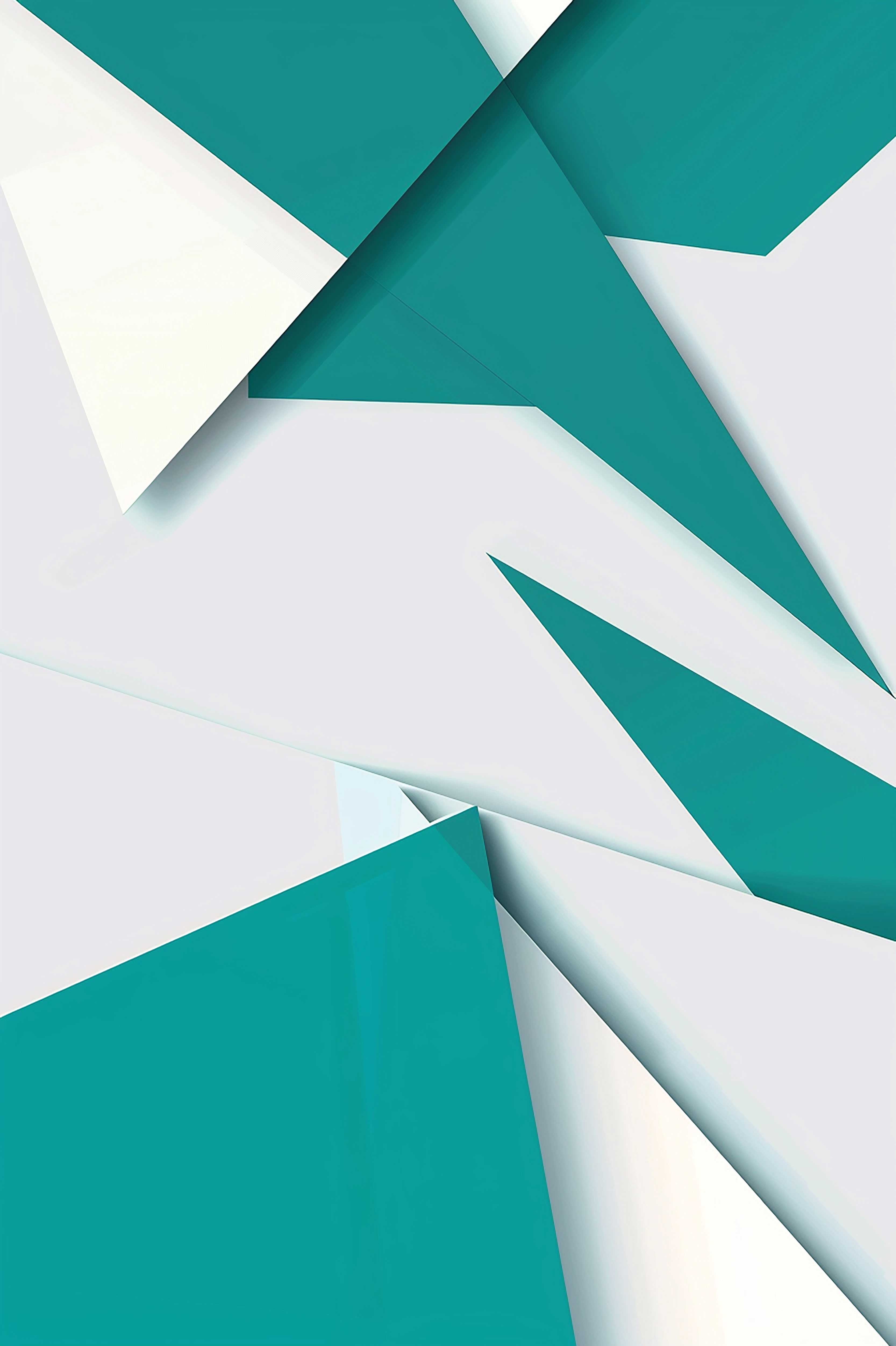 3D Origami Teal & White Geometric Abstract Wallpaper Mural — image 2 of 2