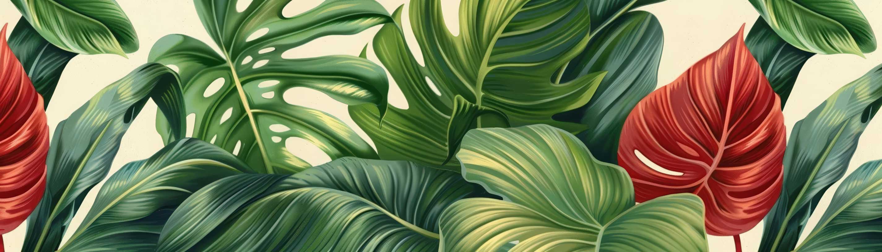 Lush Panoramic Tropical Monstera Leaf Wallpaper Border Mural – view 2