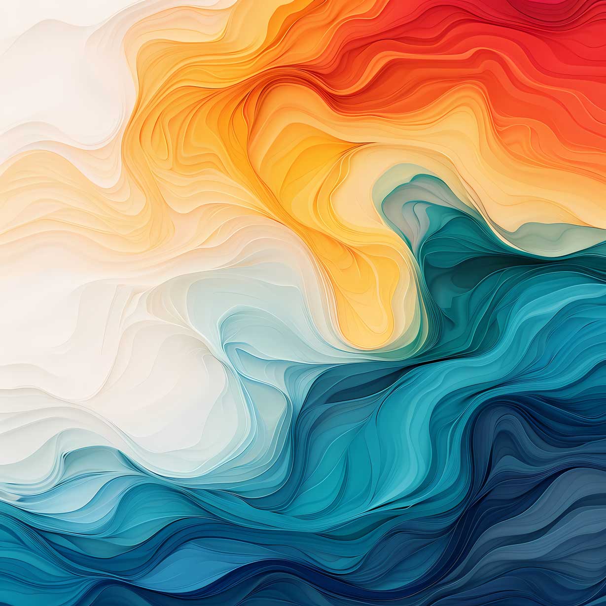 Sunset Ocean 3D Wave Layered Abstract Wallpaper Mural – view 2