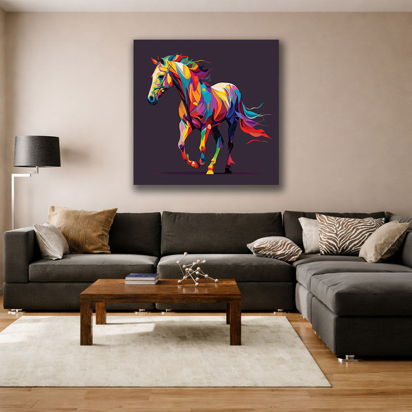 Dynamic Rearing Horse Framed Canvas - Displayed in Office or Study Room - Office Wall Decor India - Canvas Groove India