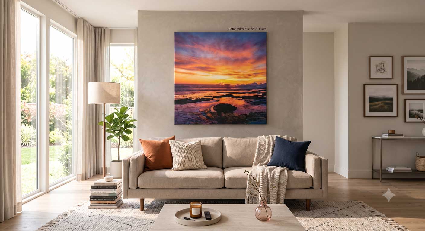 finished custom canvas wall art styled room