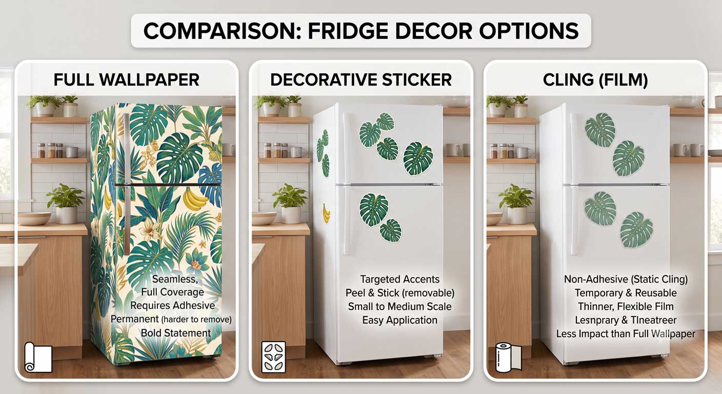 difference between fridge wallpaper fridge stickers and refrigerator clings