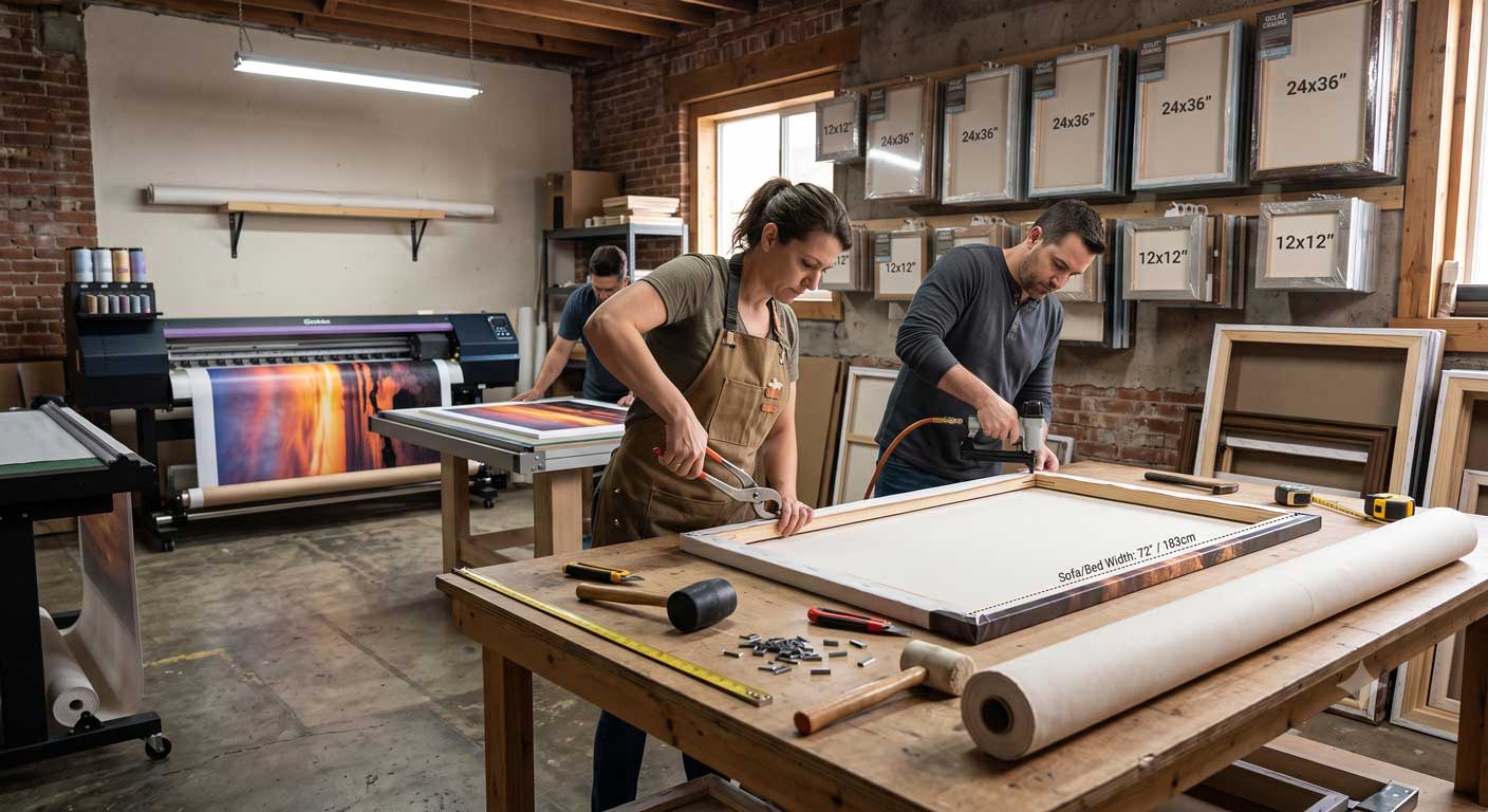 canvas printing workshop behind the scenes