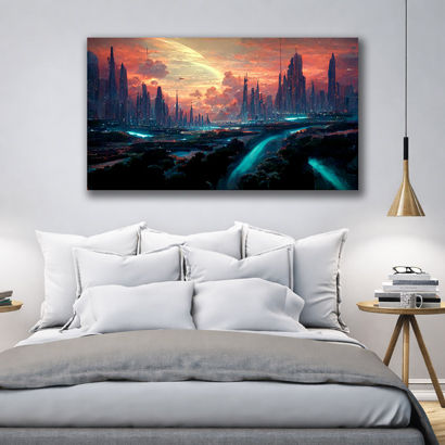 Golden Bridge Skyline Canvas Art