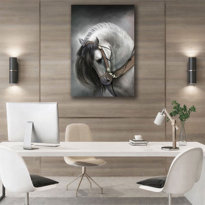 Dynamic Equine Herd Canvas Wall Art - Displayed in Modern Bedroom - Bedroom Wall Decor India - Canvas Groove India