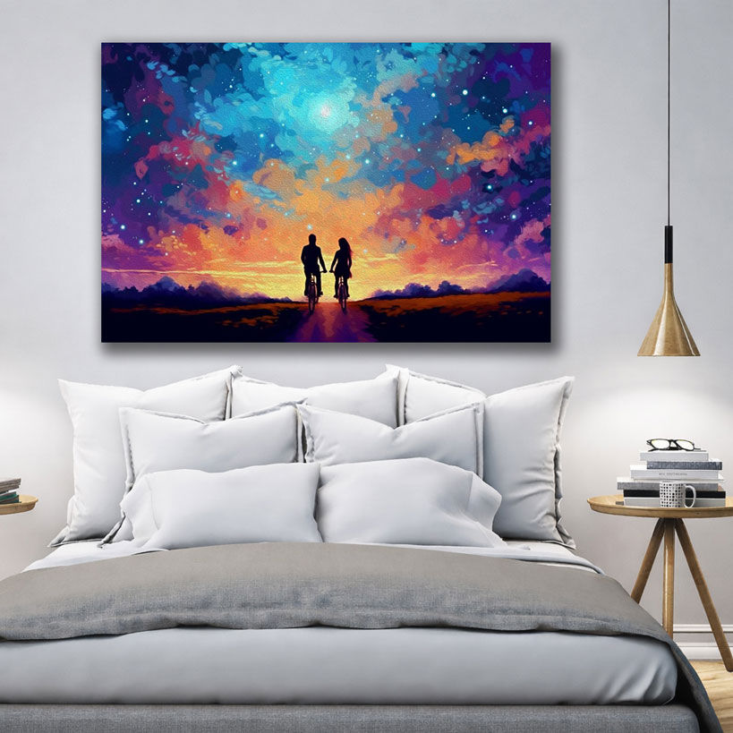 Vibrant Romantic Stroll Canvas Wall Art - Displayed in Office or Study Room - Office Wall Decor India - Canvas Groove India