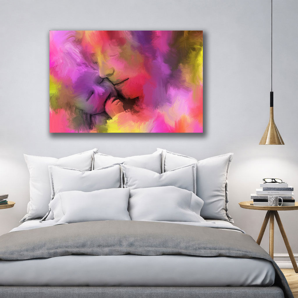 Sunset Mother and Baby Canvas Wall Art - Frame Type Options - Roll Canvas Ready To Hang Floating Frame - Canvas Groove India