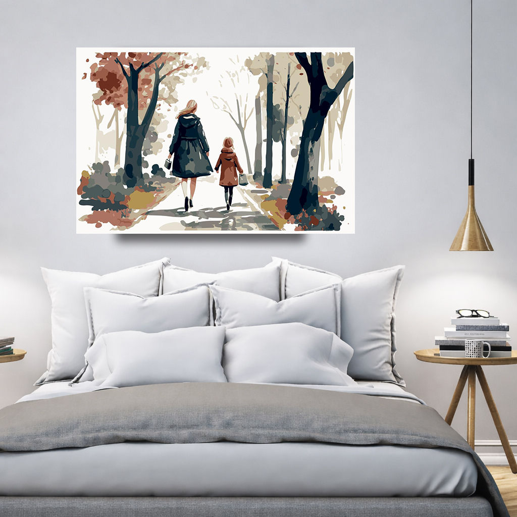 Loving Bond Mother and Baby Large Canvas - Displayed in Contemporary Living Room - Canvas Groove India