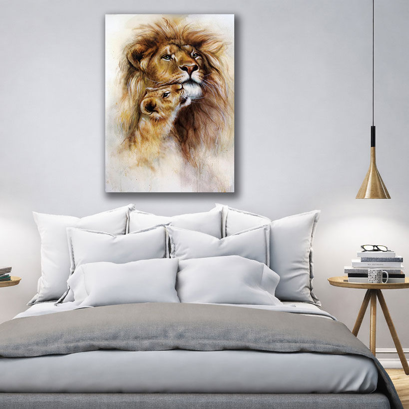 Premium Wildlife Framed Canvas Prints - Displayed in Modern Bedroom - Bedroom Wall Decor India - Canvas Groove India