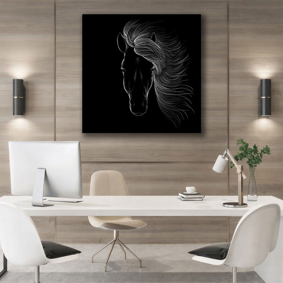 Majestic Horse Canvas Wall Art for Home and Office - Displayed in Office or Study Room - Canvas Groove India