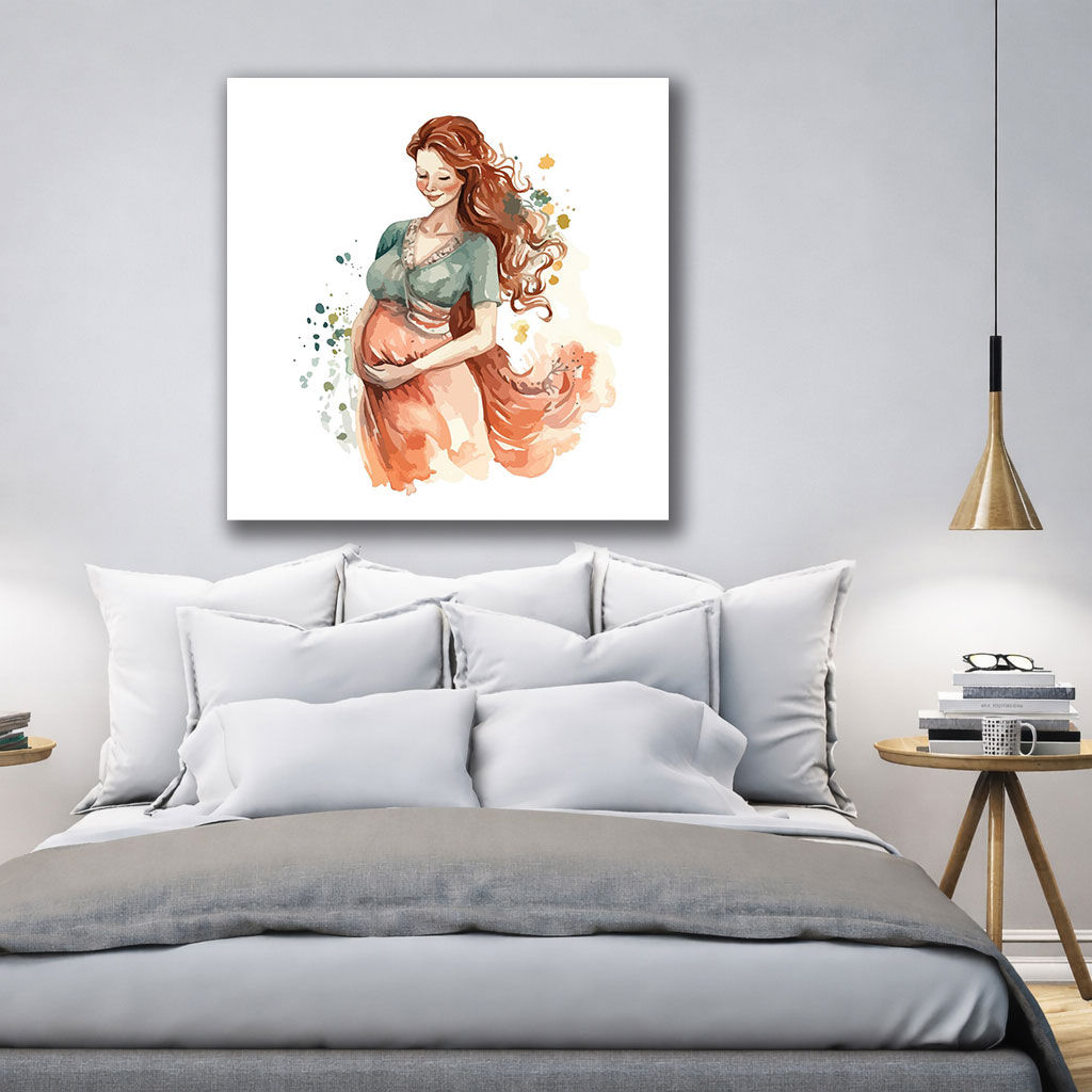 Abstract Mother and Child Canvas Painting - Displayed in Modern Bedroom - Bedroom Wall Decor India - Canvas Groove India