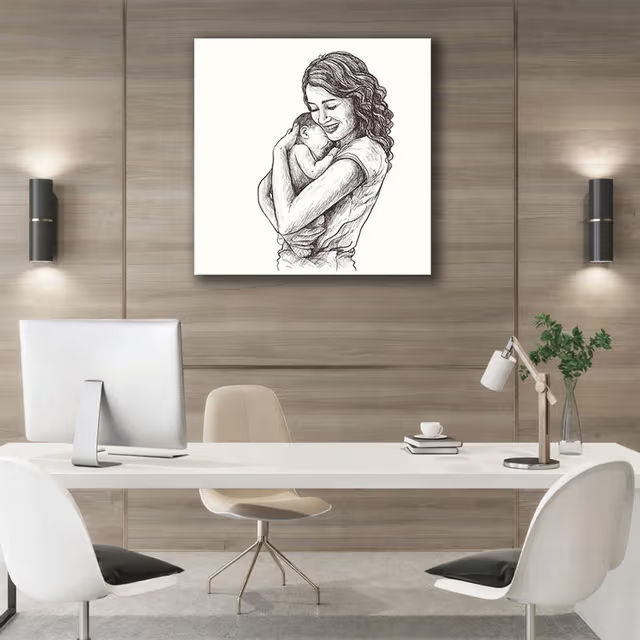 Black and White Mother and Baby Wall Art – view 3