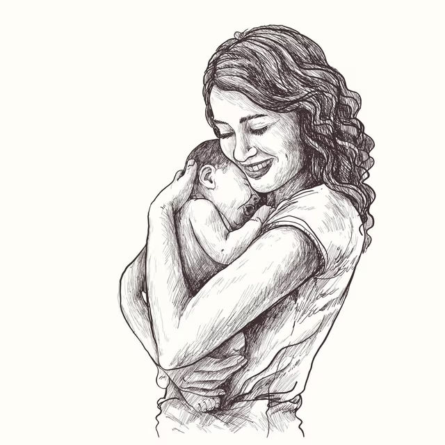 Black and White Mother and Baby Wall Art – view 4