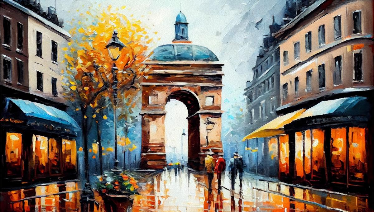 Paris Rain Reflection Eiffel Tower City Canvas – view 3