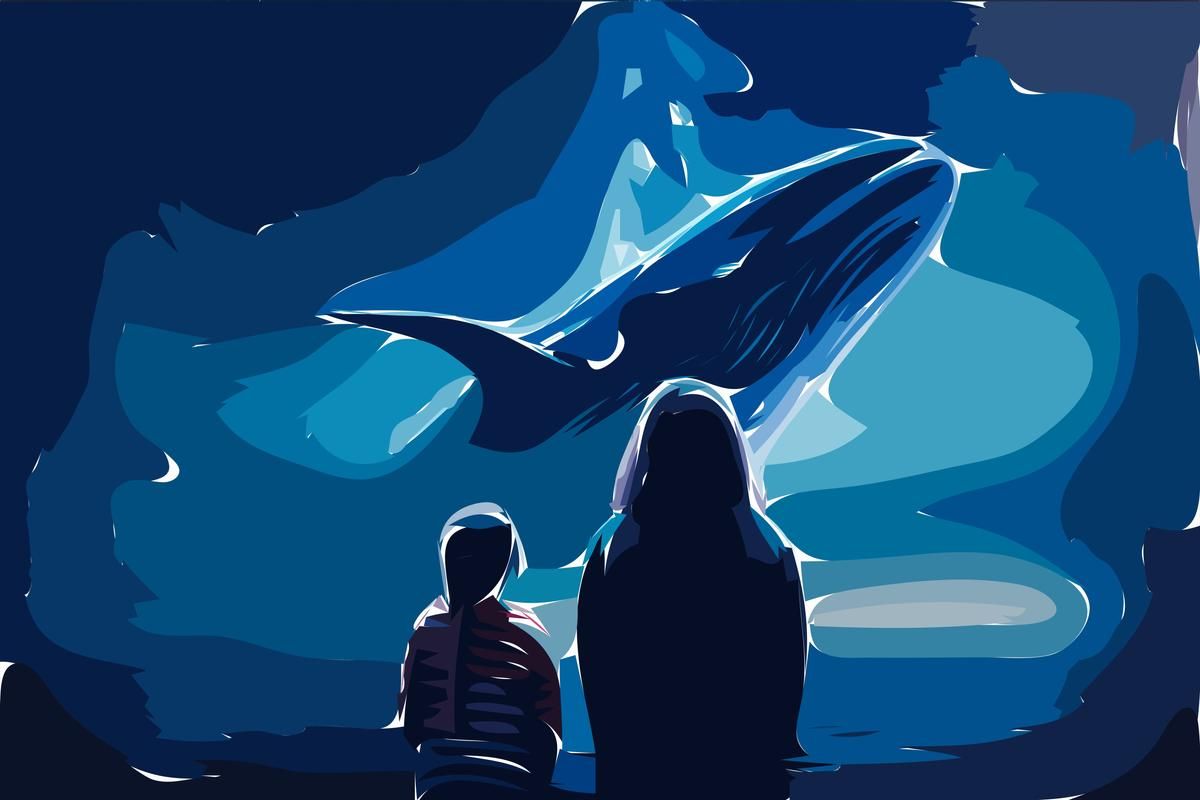 Mother and Baby Nature Silhouette Canvas Wall Art - Premium Mother & Baby Canvas Print - Close-up View - Canvas Groove India