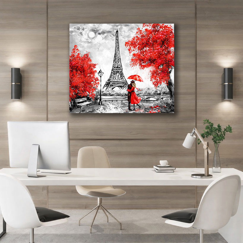 Crimson Autumn Path Canvas Painting – view 4