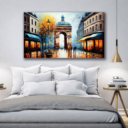 Paris Rain Reflection Eiffel Tower City Canvas – view 4