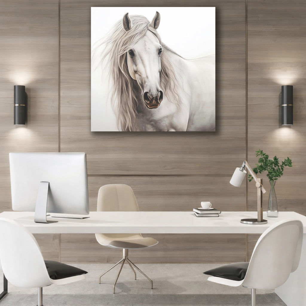 Rustic Galloping Horse Canvas Prints - Displayed in Office or Study Room - Office Wall Decor India - Canvas Groove India