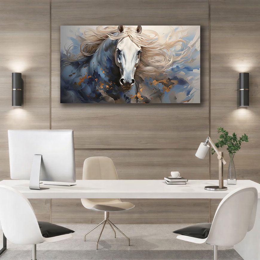 Serene Pasture Horse Canvas - Displayed in Office or Study Room - Office Wall Decor India - Canvas Groove India