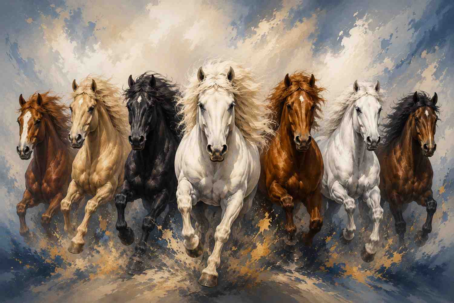 7 running horses painting vastu direction in house