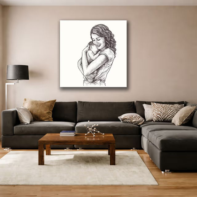 Black and White Mother and Baby Wall Art