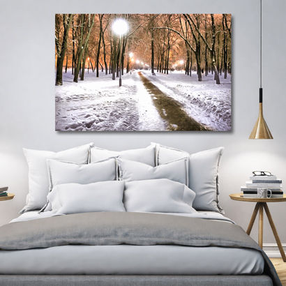 Winter Snow Covered Forest Road - Big Canvas Art – view 3