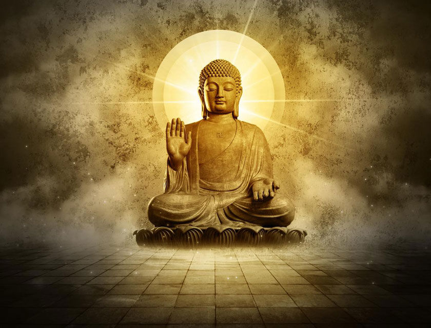 Majestic Golden Buddha in Meditation Canvas Art - Premium Buddha Canvas Print - Close-up View - Canvas Groove India