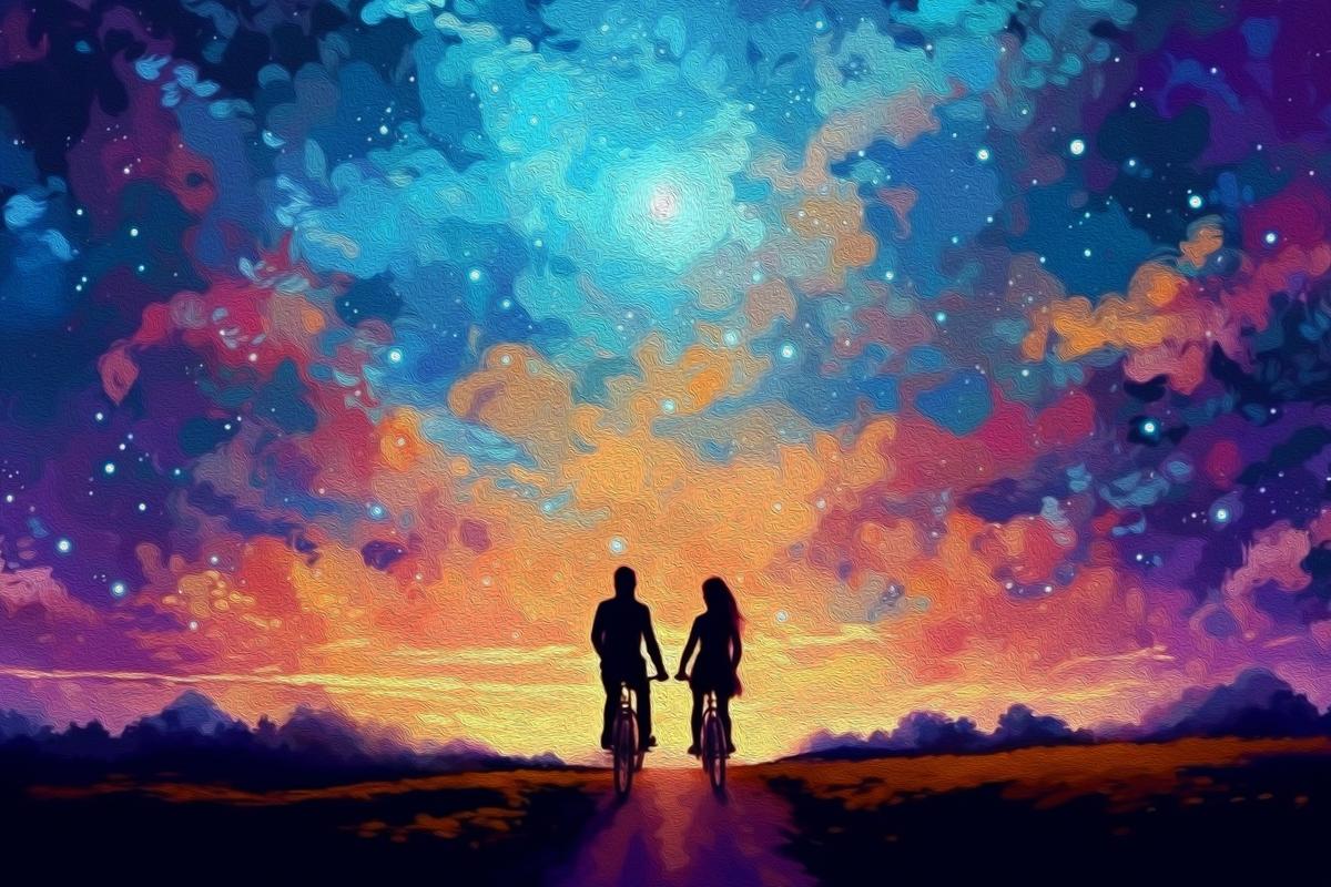 Vibrant Romantic Stroll Canvas Wall Art - Displayed in Office or Study Room - Office Wall Decor India - Canvas Groove India