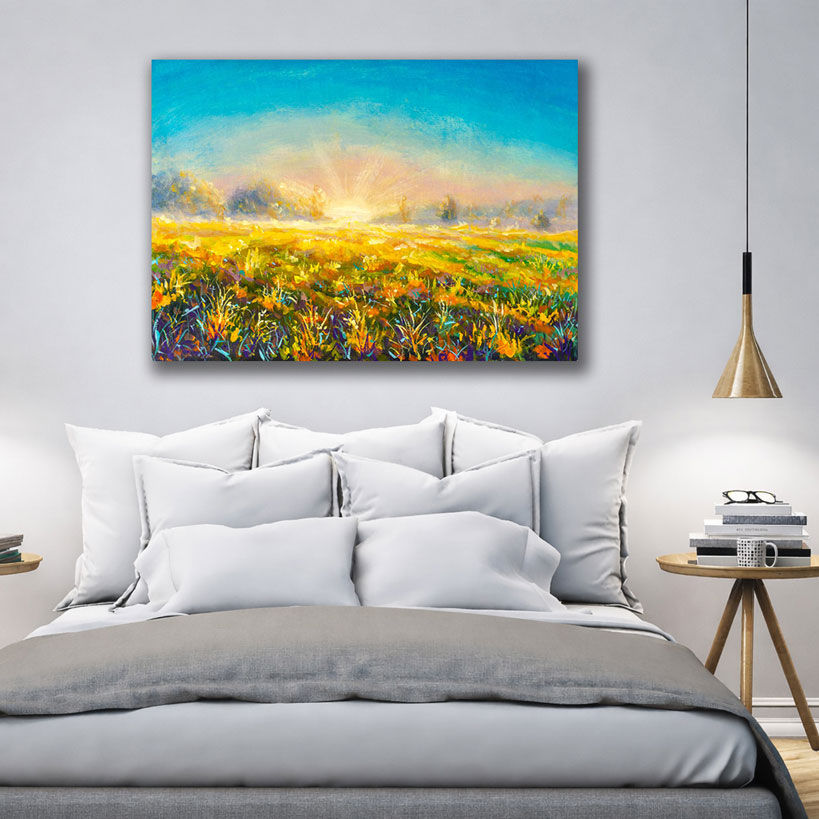 Rustic Golden Morning Sunrise Canvas Painting — image 4 of 4