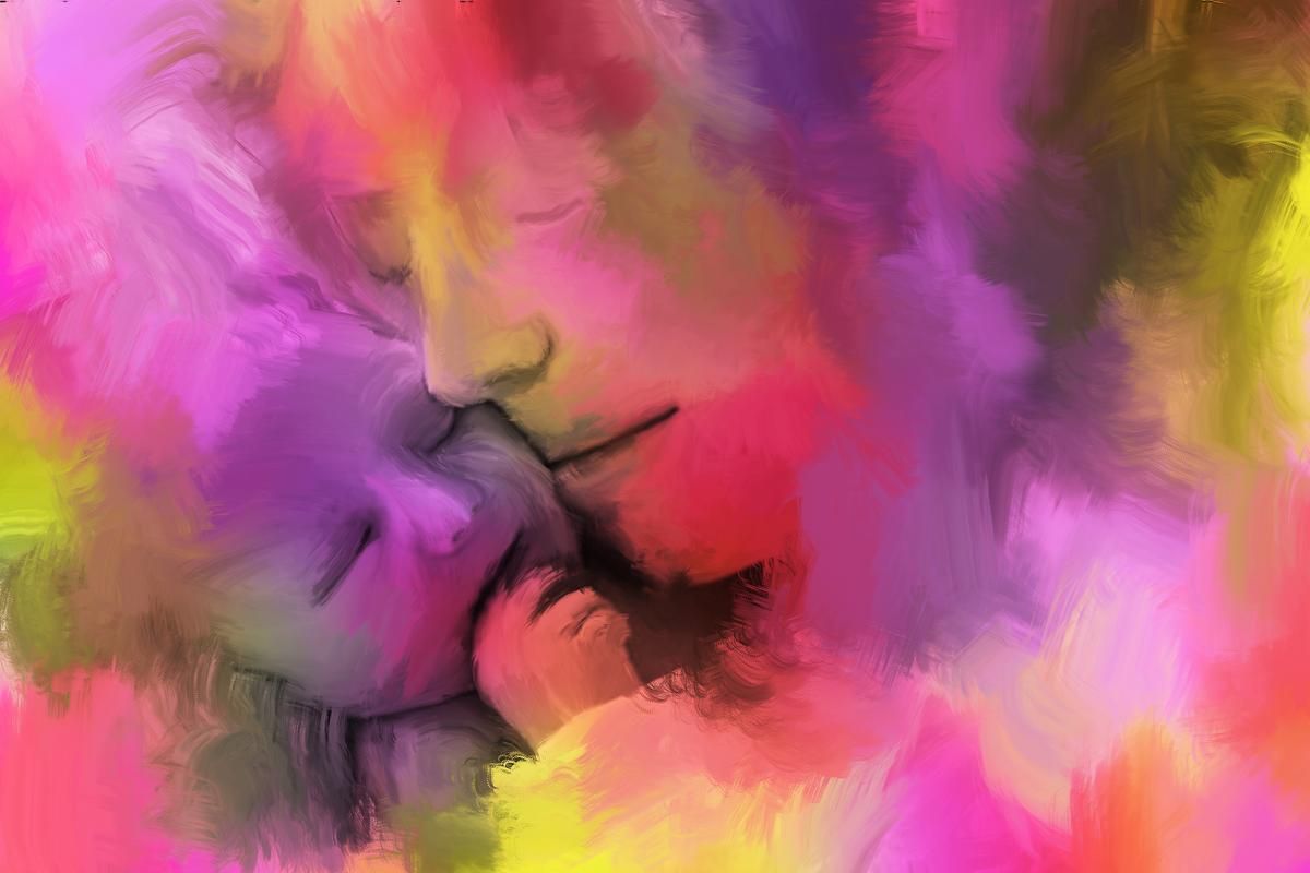 Sunset Mother and Baby Canvas Wall Art - Premium Mother & Baby Canvas Print - Close-up View - Canvas Groove India